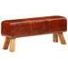 Banc de bok de gymnastique marron 110 cm cuir véritable et bois - Photo n°1