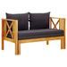 Banc de jardin 2 places et coussins 122 cm Bois d'acacia massif 2 - Photo n°1