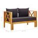 Banc de jardin 2 places et coussins 122 cm Bois d'acacia massif 2 - Photo n°8