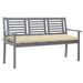 Banc de jardin 3 places avec coussin 150 cm Gris Eucalyptus - Photo n°1