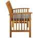 Banc de jardin avec coussin 119 cm Bois solide d'acacia - Photo n°3