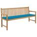 Banc de jardin avec coussin bleu 175 cm Teck massif - Photo n°1