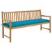 Banc de jardin avec coussin bleu clair 175 cm Teck massif - Photo n°1