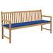 Banc de jardin avec coussin bleu royal 175 cm Teck massif - Photo n°1