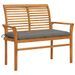 Banc de jardin avec coussin gris 112 cm Bois de teck massif - Photo n°1