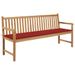 Banc de jardin avec coussin rouge 175 cm Bois de teck massif - Photo n°1