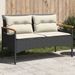 Banc de jardin avec coussins 116x62,5x74 cm noir résine tressée - Photo n°1