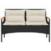 Banc de jardin avec coussins 116x62,5x74 cm noir résine tressée - Photo n°4