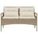 Banc de jardin avec coussins 116x62,5x74cm beige résine tressée - Photo n°4