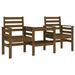 Banc de jardin avec table 2 places brun miel bois massif de pin - Photo n°1