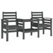 Banc de jardin avec table 2 places gris bois massif de pin - Photo n°1