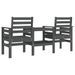 Banc de jardin avec table 2 places gris bois massif de pin - Photo n°5