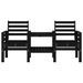 Banc de jardin avec table 2 places noir bois massif de pin - Photo n°3