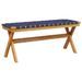 Banc de jardin bleu foncé bois massif d'acacia et tissu - Photo n°5