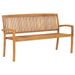 Banc de jardin empilable et coussin 159 cm Bois de teck massif 6 - Photo n°2