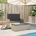 Banc de jardin et coussins et repose-pied gris clair poly rotin - Photo n°3