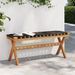 Banc de jardin noir bois massif d'acacia et tissu - Photo n°1