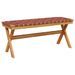 Banc de jardin rouge bois massif d'acacia et tissu - Photo n°2