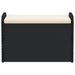 Banc de rangement avec coussin noir 80x51x52 cm résine tressée - Photo n°4