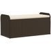 Banc de rangement et coussin marron 115x51x52 cm résine tressée - Photo n°1