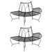 Banc demi-circulaire tour d'arbre lot de 2 Ø159 cm Noir Acier - Photo n°1
