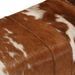 Banc marron et blanc 160x28x50 cm cuir de chèvre véritable - Photo n°5