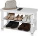 Banc meuble à chaussures bambou blanc 3 niveaux 70 cm - Photo n°3