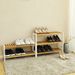 Banc meuble à chaussures bambou naturel et blanc 3 niveaux 70 cm - Photo n°7