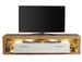 Banc TV lumineux chêne Wotan et blanc brillant Roska 200 cm - Photo n°1