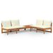 Bancs de jardin avec coussins blanc crème 2 pcs Bois d'acacia - Photo n°1