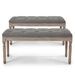 Banquette capitonnée bois patiné tissu gris Kosta - Lot de 2 - Photo n°1