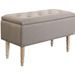 Banquette coffre tissu beige foncé et bois clair Milacru 80 cm - Photo n°1