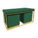 Banquette et poufs velours vert et métal doré Ismael - Photo n°1