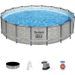 BESTWAY Piscine hors sol Steel Pro Max - Motif pierres grises, 549 x 122 cm, systeme FrameLink - Photo n°2