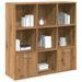 Bibliothèque chêne artisanal 98x29x97,5 cm bois d'ingénierie - Photo n°1