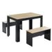 BLOOM Ensemble repas table + 2 bancs - Décor chene et noir - Style industriel - L 100 x P 70 x H 70,5 cm - Photo n°1