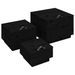 Boîtes de rangement et couvercles 3 pcs Noir Bois massif de pin - Photo n°2