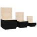 Boîtes de rangement et couvercles 3 pcs Noir Bois massif de pin - Photo n°6