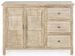 Buffet 2 portes 3 tiroirs bois de manguier clair avec décorations incrustées fait main Mabel 110 cm - Photo n°1