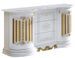 Buffet 2 portes 3 tiroirs bois vernis vernis laqué brillant brillant blanc et doré Lesly 134 cm - Photo n°1