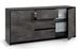 Buffet 2 portes 3 tiroirs mélaminé noir et gris Lobis L 180 cm - Photo n°2