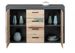Buffet 2 portes 4 tiroirs bois chêne artisan et du gris anthracite Mione 134 cm - Photo n°2