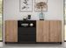 Buffet 3 portes 2 tiroirs bois clair et noir Paula L 185 cm - Photo n°1