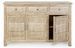 Buffet 3 portes 3 tiroirs bois de manguier clair avec décorations incrustées fait main Mabel 135 cm - Photo n°3