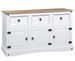 Buffet 3 portes 3 tiroirs pin massif blanc et bois clair Harrie - Photo n°1