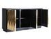 Buffet 3 portes bois noir et métal doré Mahé 150 cm - Photo n°2