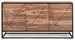 Buffet 3 portes en bois clair d'acacia vernis mat et acier noir Makune 145 cm - Photo n°1