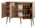 Buffet 3 portes en bois clair et damier multicolors Kiza 723 - Photo n°3