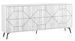Buffet 4 portes bois blanc vieilli motif géométrique Kuzako 184 cm - Photo n°1