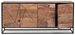 Buffet 4 portes en bois clair d'acacia vernis mat et acier noir Makune 175 cm - Photo n°3